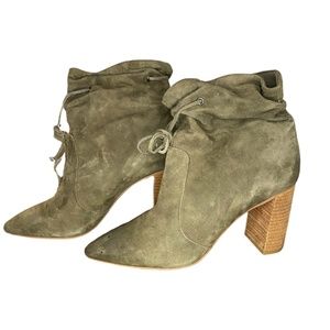 TAHARI Konner Suede Olive Green Women's Heeled Booties Size 8.5